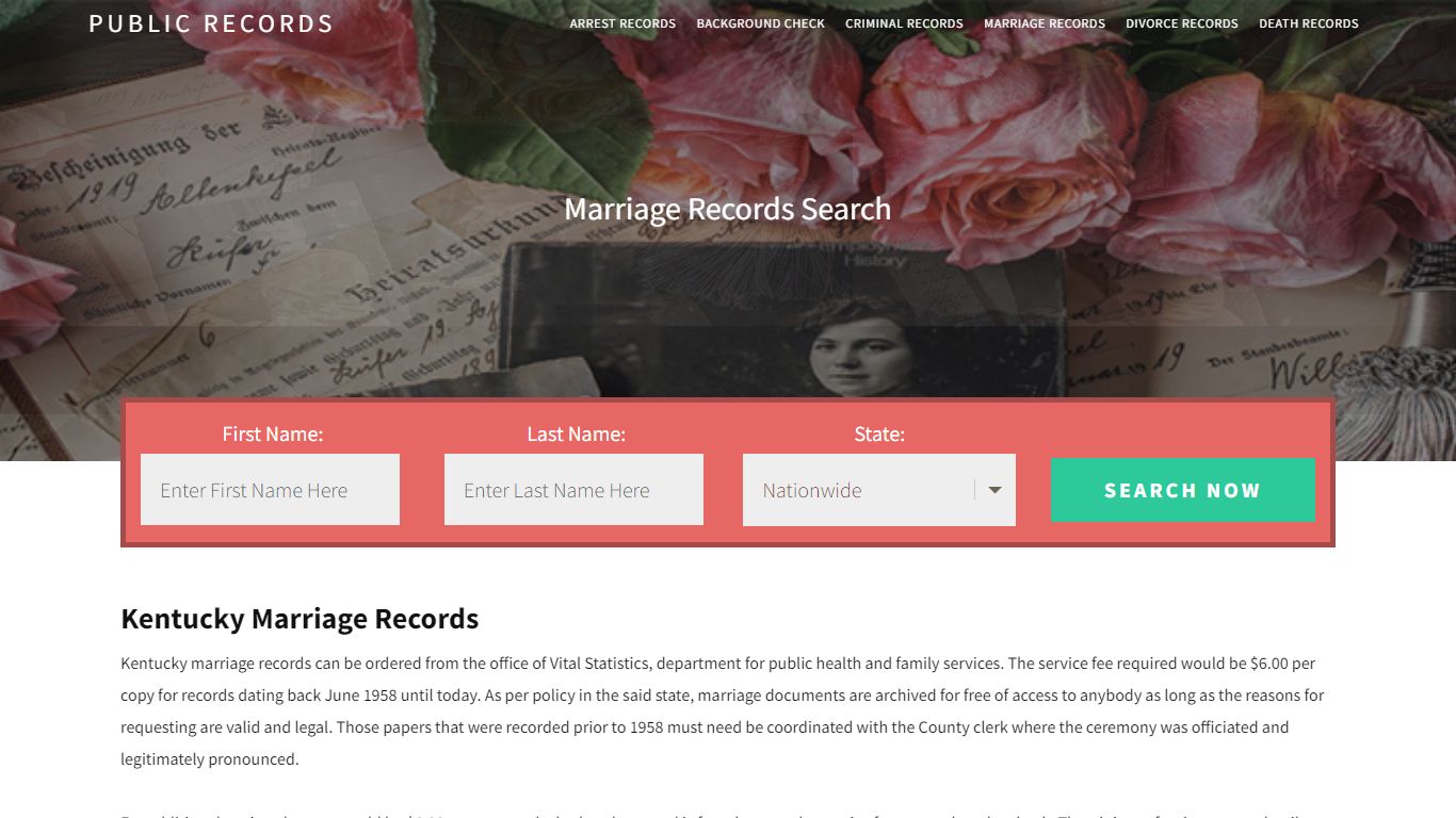 Kentucky Marriage Records | Enter Name and Search. 14Days Free